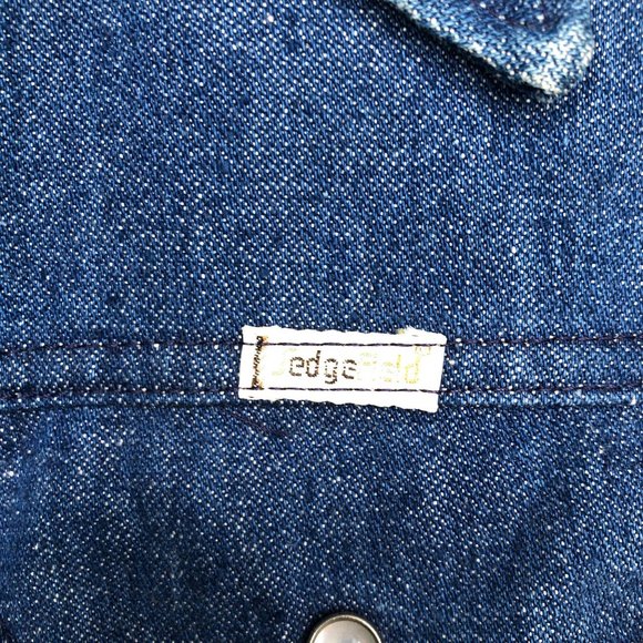 Heavy Denim Chore Jacket Shacket Blue Jean Vintage Pearl Snap - Picture 6 of 6